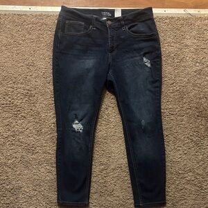 Time and Tru Woman’s 16 Petite Skinny Style Dark Wash Distressed Like New